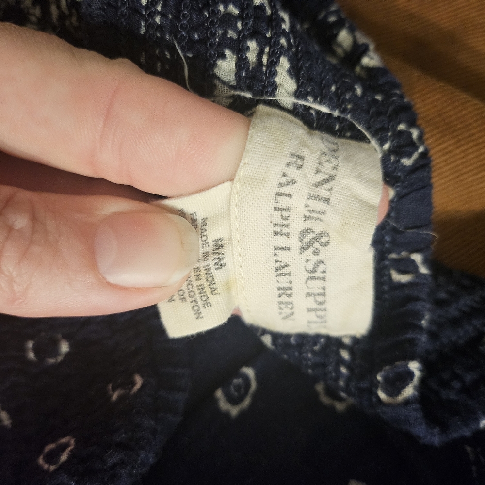 Denim & Supply Ralph Lauren Navy Blue Paisley Wide Leg Pants - Picture 8 of 11